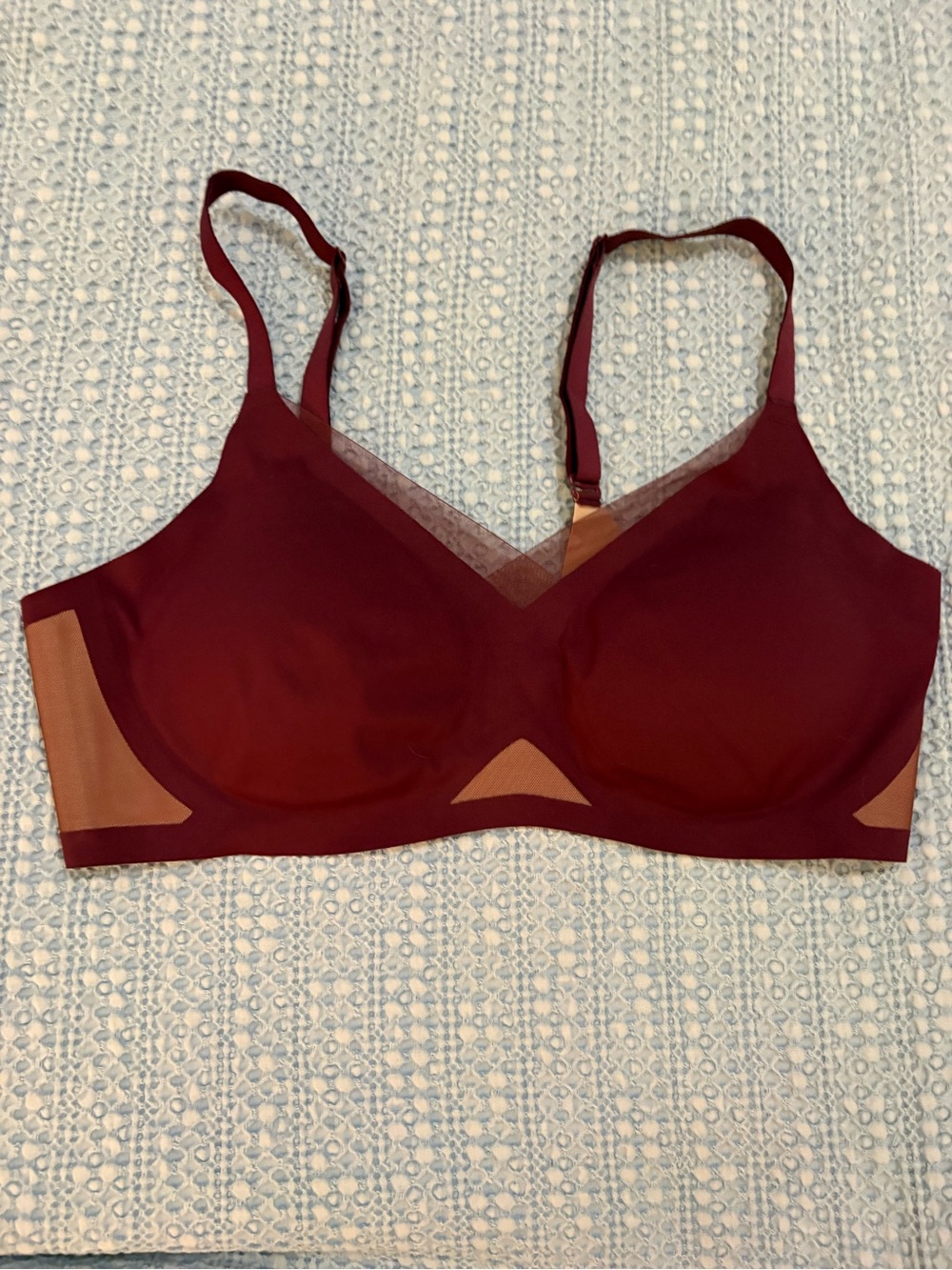 Honeylove CrossOver Wireless Bra Burgundy Deep Red Size Large